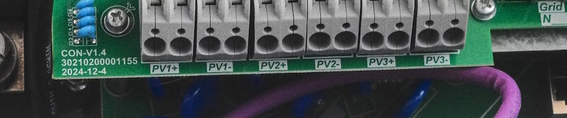 Control cabinet with terminals and fuses of a solar installation