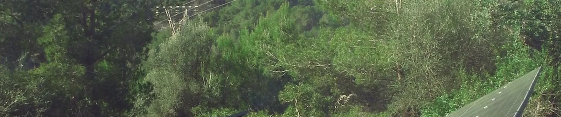 Bodenmontierte Photovoltaik im Winter auf Mallorca vor einer Berglandschaft